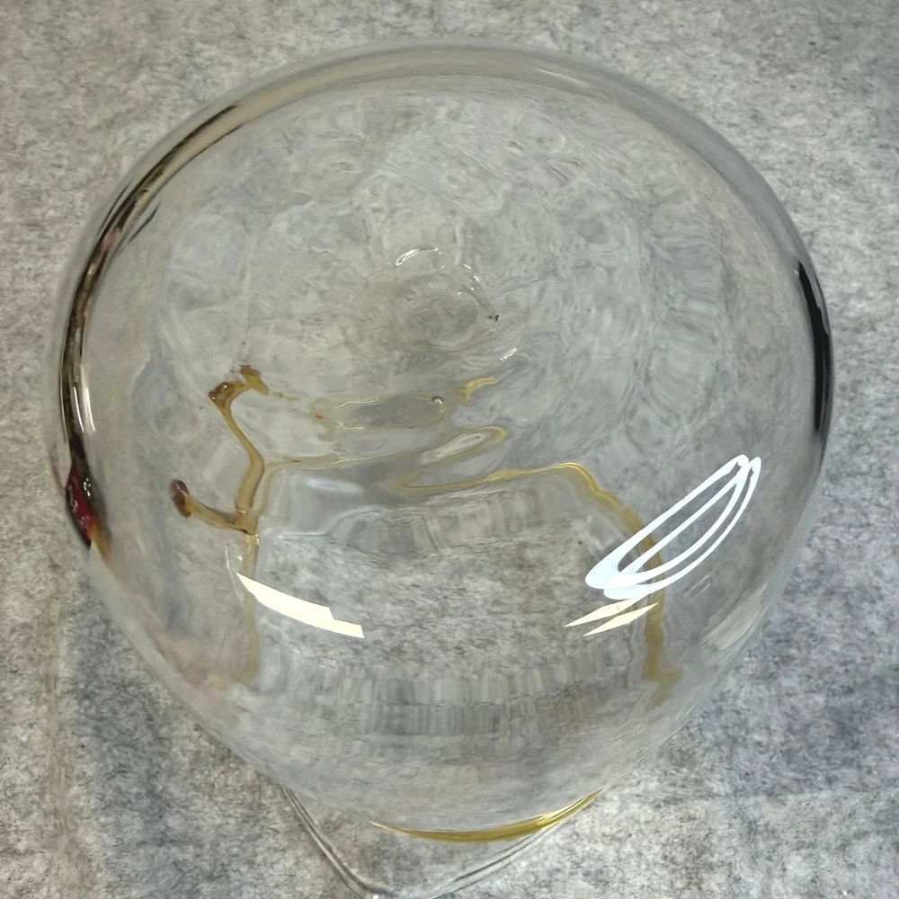 Blenko Art Glass Clear Pitcher Amber Wrap Tie Detail Handblown Vintage MCM 9.5